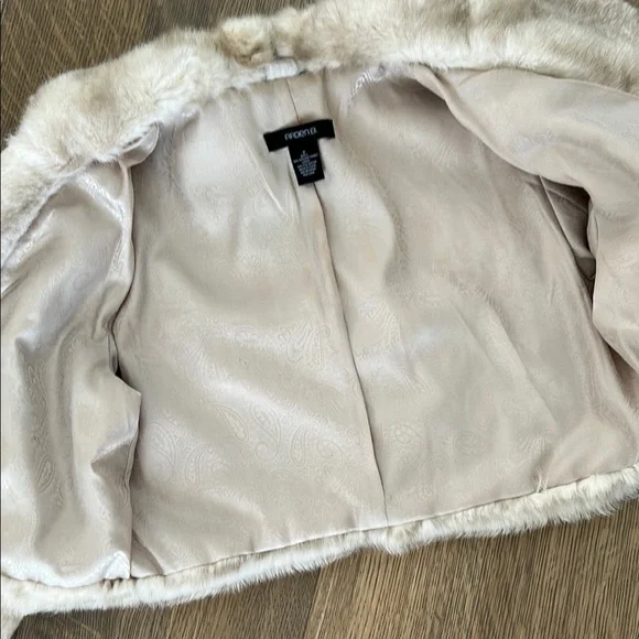 Fur Cropped Jacket in Cream/Beige - Picture 4 of 5